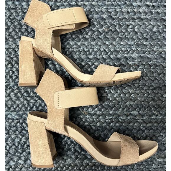 Pedro Garcia Willa Suede Sandals Chunky Heels Size 37.5 - Picture 2 of 6